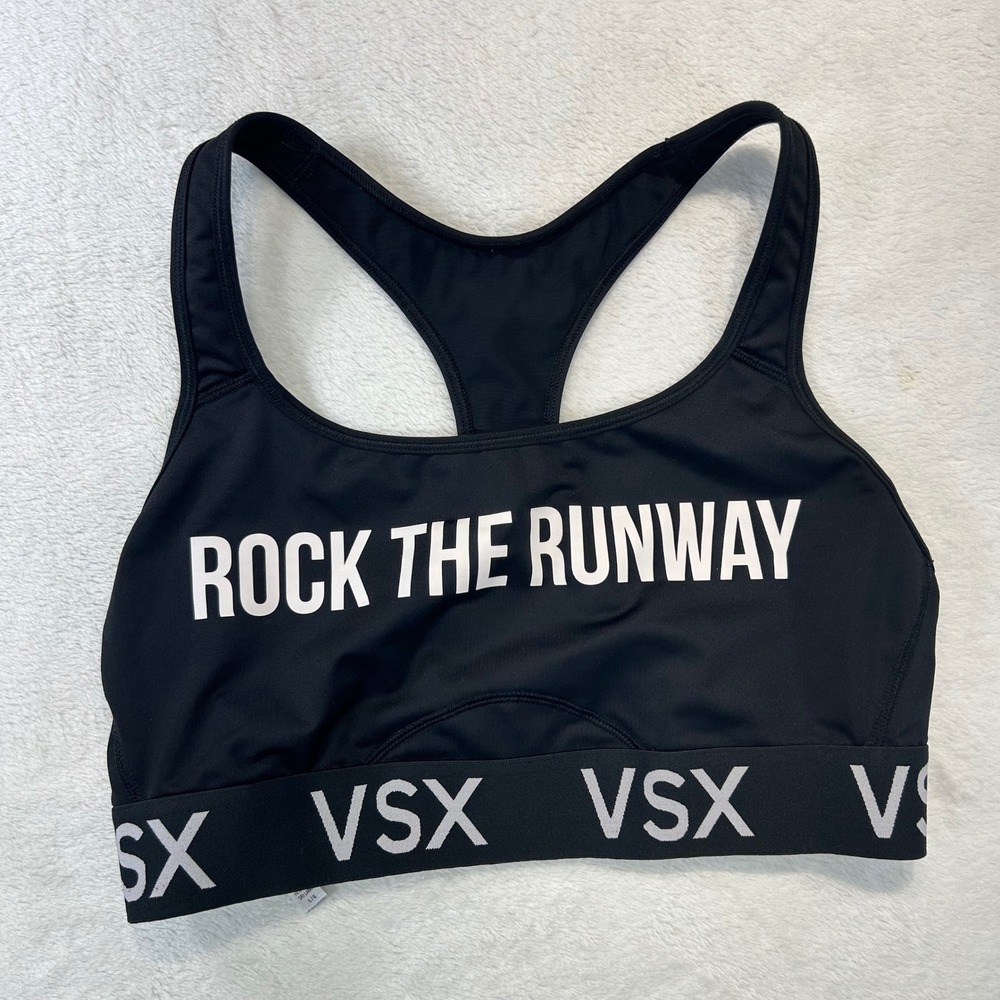 Athleisure Victoria Sport VSX Rock The Runway Sports Bra Large Black Racerback